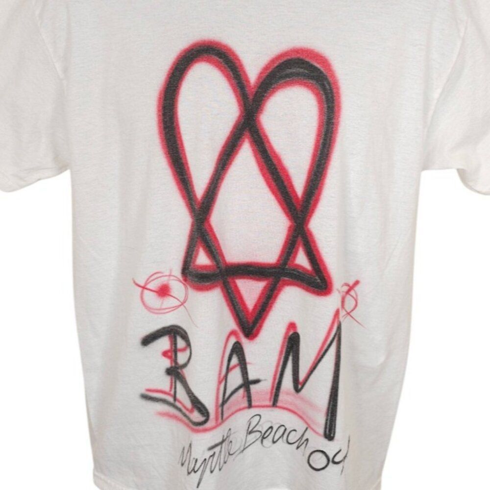 Vintage Heartagram T Shirt Mens Size Medium White Y2k Bam Margera Airbrush